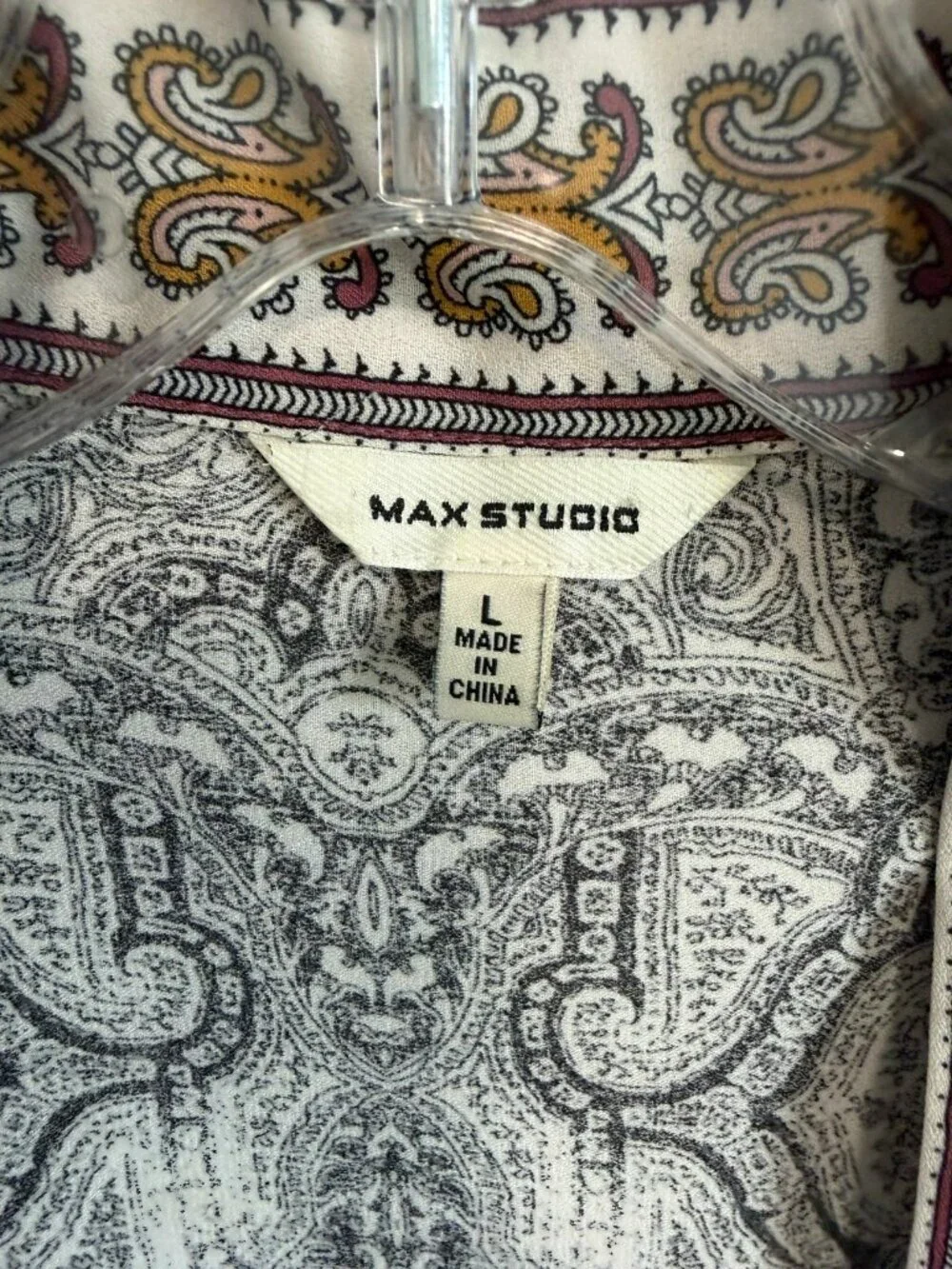 Max Studio 3/4 Kimono Sleeve Paisley Boho Open Front Cardigan Cover Up Size L